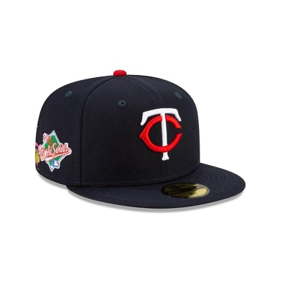 Blue Minnesota Twins Hat - New Era MLB State Flower 59FIFTY Fitted Caps USA5462130